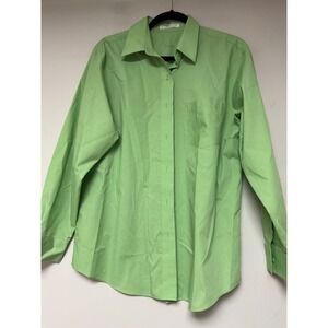 Foxcroft Wrinkle Free Button Down Shirt Light Green Long Sleeve  Women Size‎ 12